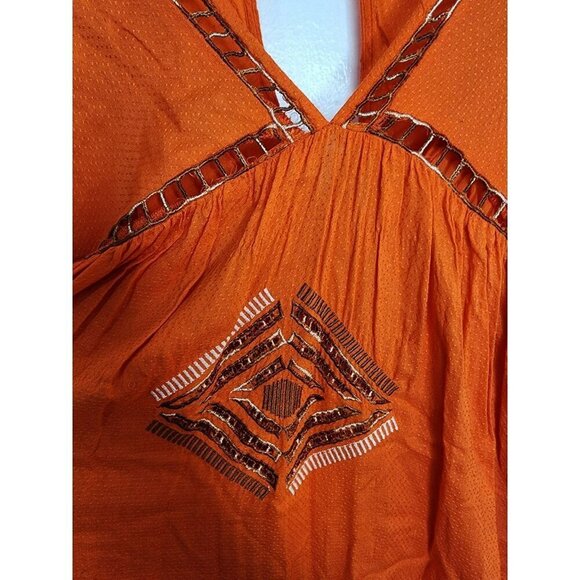 Size Small Free People Greenpoint Orange Boho Mini Dress - Picture 4 of 7